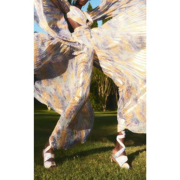 NEW Raisa Vanessa Pleated Chiffon Cut Out Jumpsuit Size FR 36 US 4/6 Small $1800 - Picture 2 of 11